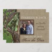 Woodland Tree en Burlap slaan de datum op Save The Date (Voorkant / Achterkant)