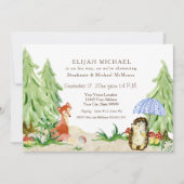 Woodland Tree Forest Fox Hedgehog Boy Baby shower Kaart (Voorkant)