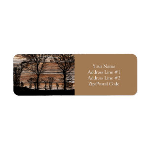 Woodland Tree Silhouette op het schuurbord Etiket