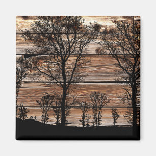 Woodland Tree Silhouette op het schuurbord Magneet