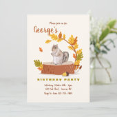 Woodland Tree Stump Birthday Invitation Kaart (Staand voorkant)