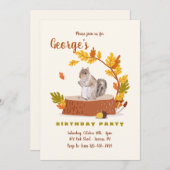 Woodland Tree Stump Birthday Invitation Kaart (Voorkant / Achterkant)