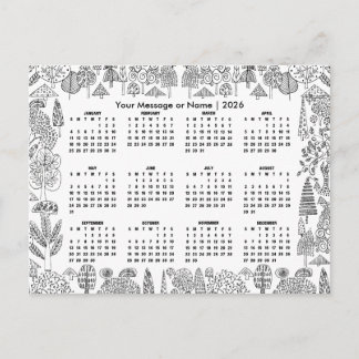 Woodland Trees 2026 Calendar Personalized Briefkaart