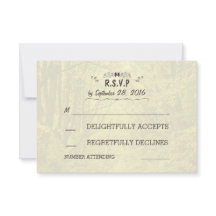 Woodland Trees Avenue Rustic Wedding RSVP Kaarten