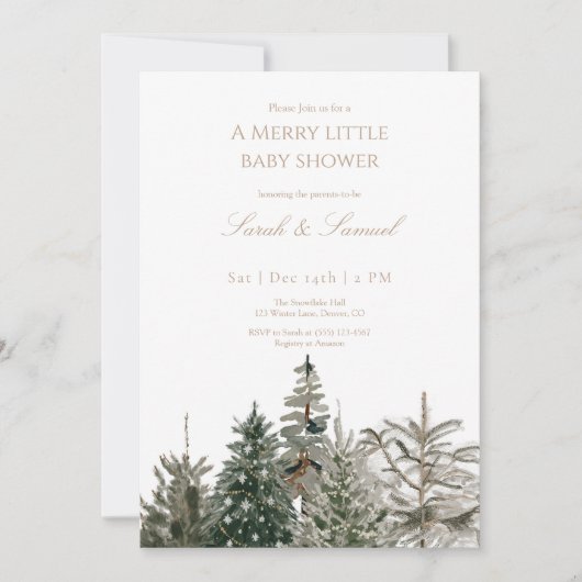 Woodland Trees Baby shower Invitation Bedankkaart (Voorkant)
