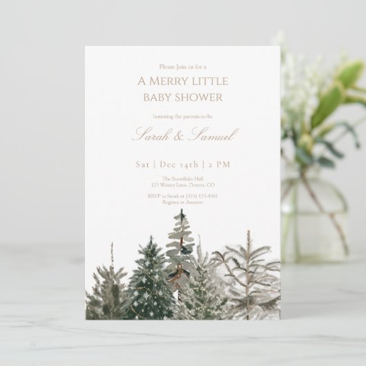 Woodland Trees Baby shower Invitation Bedankkaart (Staand voorkant)