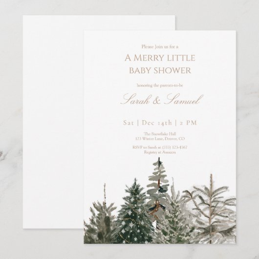 Woodland Trees Baby shower Invitation Bedankkaart (Voorkant / Achterkant)
