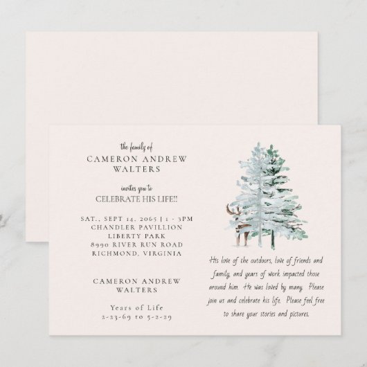 Woodland Trees Celebration of LIfe Kaart (Voorkant / Achterkant)