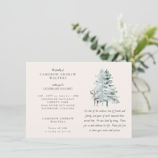 Woodland Trees Celebration of LIfe Kaart (Staand voorkant)