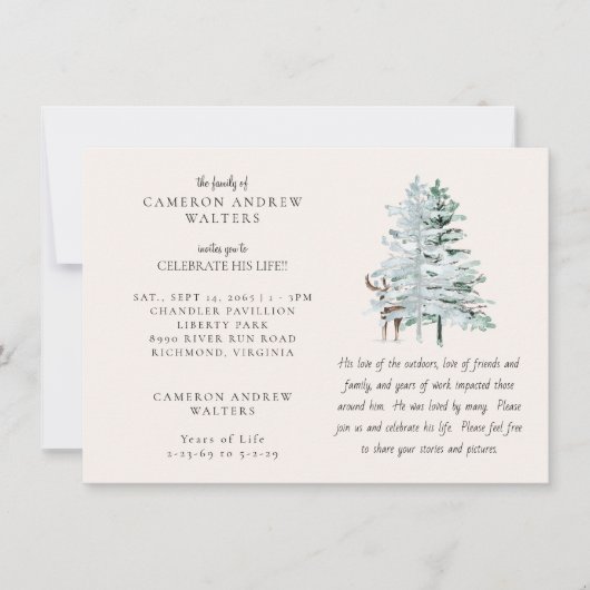 Woodland Trees Celebration of LIfe Kaart (Voorkant)