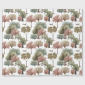 Woodland Trees Rabbits Cadeaupapier (Vlak)