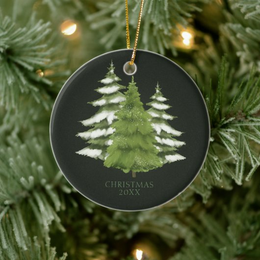 Woodland Trees thema Kerstmis gepersonaliseerd Keramisch Ornament (Boom)