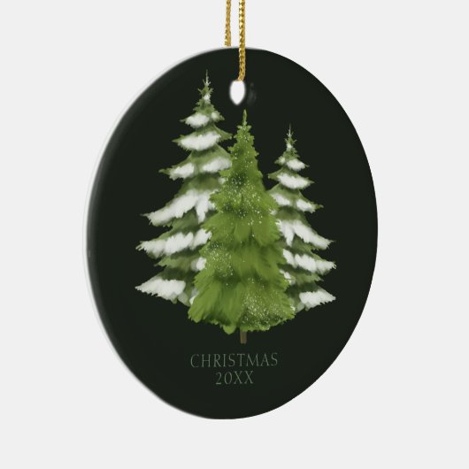 Woodland Trees thema Kerstmis gepersonaliseerd Keramisch Ornament (Rechts)