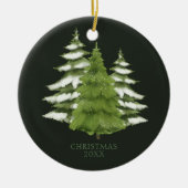 Woodland Trees thema Kerstmis gepersonaliseerd Keramisch Ornament (Voorkant)