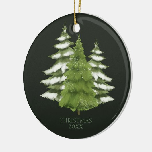 Woodland Trees thema Kerstmis gepersonaliseerd Keramisch Ornament (Links)