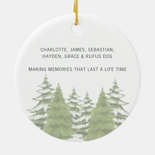 Woodland Trees thema Kerstmis gepersonaliseerd Keramisch Ornament (Achterkant)