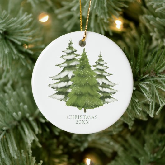 Woodland Trees thema Kerstmis gepersonaliseerd Keramisch Ornament (Boom)