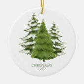 Woodland Trees thema Kerstmis gepersonaliseerd Keramisch Ornament (Voorkant)