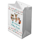 Woodland Tribal Animals Baby shower Gift Bag Medium Cadeauzakje (Voorkant Gekanteld)