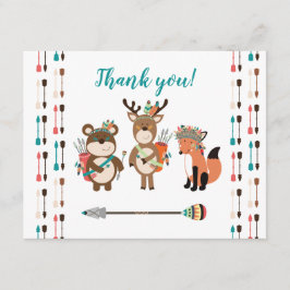 Woodland Tribal Boho Baby shower Dank u wel Bedankkaart