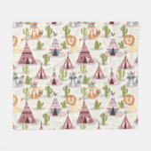 Woodland Tribal Native American Seamless Pattern Fleece Deken (Voorkant (Horizontaal))
