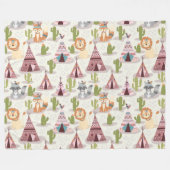 Woodland Tribal Native American Seamless Pattern Fleece Deken (Voorkant (Horizontaal))