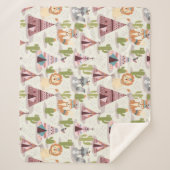 Woodland Tribal Native American Seamless Pattern Sherpa Deken (Voorkant)