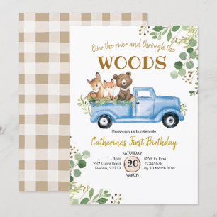 Woodland Truck Birthday Invitation Kaart