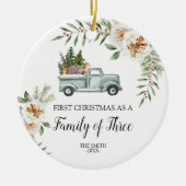 Woodland Truck-kerstfamilie van drie Keramisch Ornament (Voorkant)