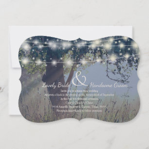 Woodland Twilight Fairy Lights Wedding Invitation Kaart