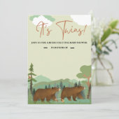 Woodland Twin Baby shower Invitation Kaart (Staand voorkant)