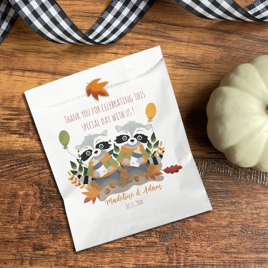 Woodland Twin Raccoons Baby shower Favor Tassen Bedankzakje