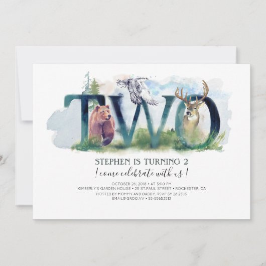 Woodland Two - 2 verjaardagsuitnodiging Kaart (Voorkant)
