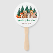 Woodland Two Wild Foto 2e verjaardag Forest Animal Handwaaier (Voorkant)