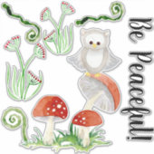 Woodland Uil Bloemen Waterverf Wees Vreedzaam Kwek Sticker (Voorkant)