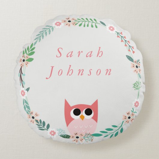 Woodland Uil Ronde Kwekerij Kussen (Voorkant)