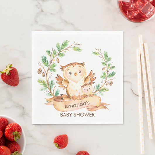 Woodland Uilen Baby shower Papieren servetten (Insitu)