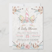 Woodland Unicorn Baby shower Pink Kaart (Voorkant)