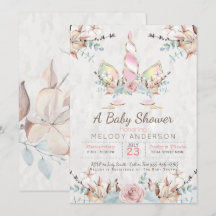 Woodland Unicorn Baby shower Pink