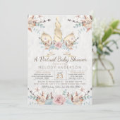 Woodland Unicorn Virtual Baby shower Gold Kaart (Staand voorkant)