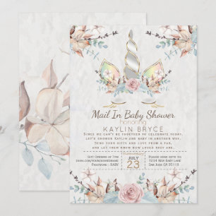 Woodland Unicorn Virtual Baby shower Kaylin2 Kaart