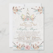 Woodland Unicorn Virtual Baby shower Kaylin4a Inv Kaart (Voorkant)