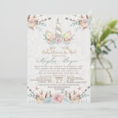 Woodland Unicorn Virtual Baby shower Kaylin4a Inv Kaart (Staand voorkant)