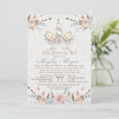 Woodland Unicorn Virtual Baby shower Kaylin5 Inv Kaart (Staand voorkant)