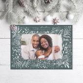 Woodland varens dennenappel donkergroen feestdagenkaart