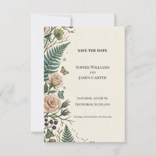 Woodland Varens Roos Save The Date Kaart