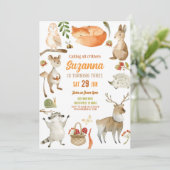 Woodland Verjaardag Uitnodiging Feest Dieren Bos (Staand voorkant)