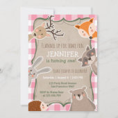 Woodland Verjaardag Uitnodiging Lumberjack Meisje  (Voorkant)