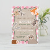 Woodland Verjaardag Uitnodiging Lumberjack Meisje  (Staand voorkant)