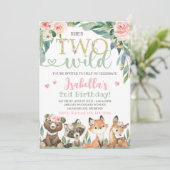 Woodland Verjaardag Uitnodiging Twee Wild Uitnodig (Staand voorkant)